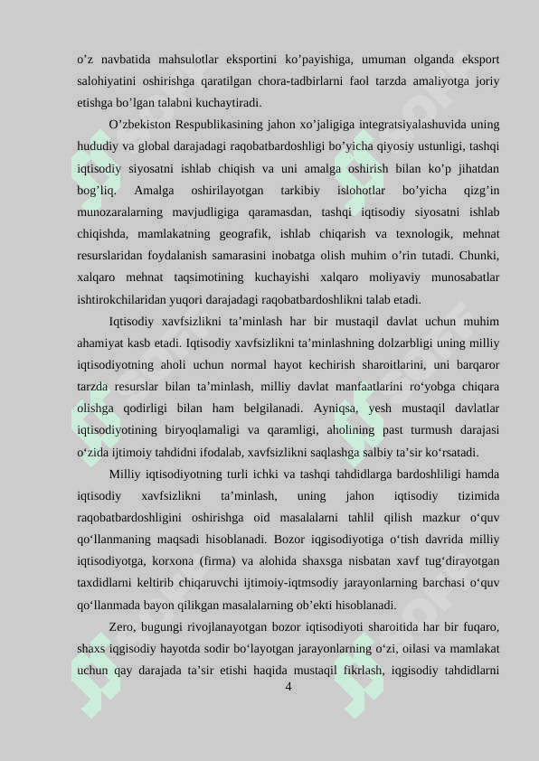 O‘ZBEKISTONNING DUNYONING RIVOJLANGAN DAVLATLARI BILAN IQTISODIY HAMKORLIGI 4