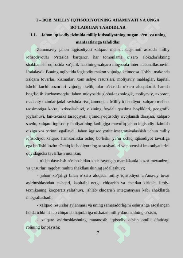 O‘ZBEKISTONNING DUNYONING RIVOJLANGAN DAVLATLARI BILAN IQTISODIY HAMKORLIGI 7