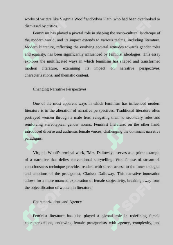 The influence of feminism in modern literature 3