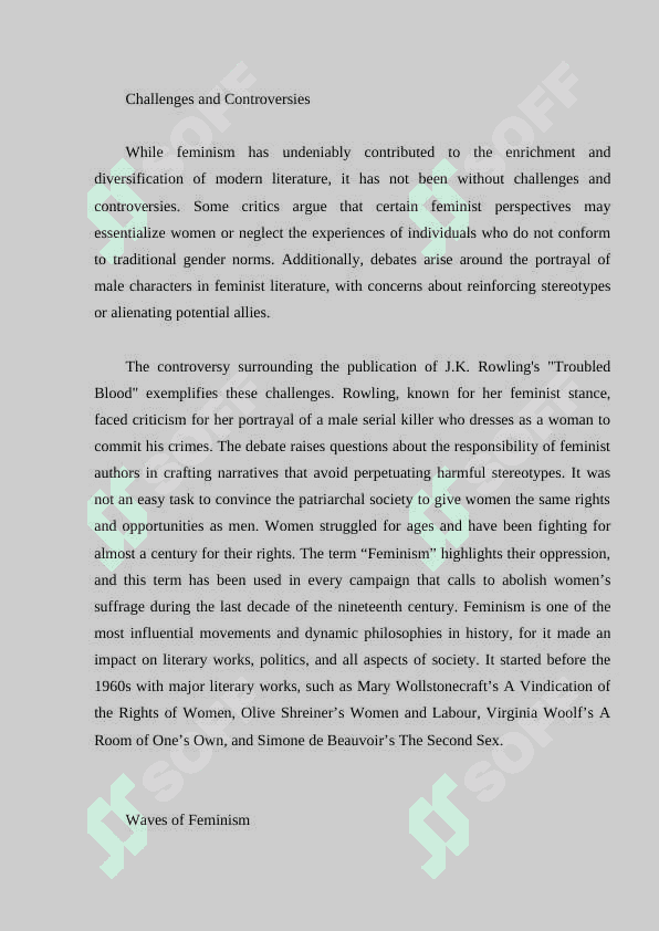 The influence of feminism in modern literature 6