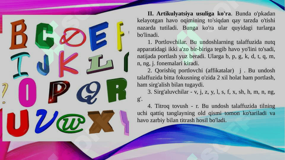 Undoshlar tasnifi va ularning farqli jihatlari 7