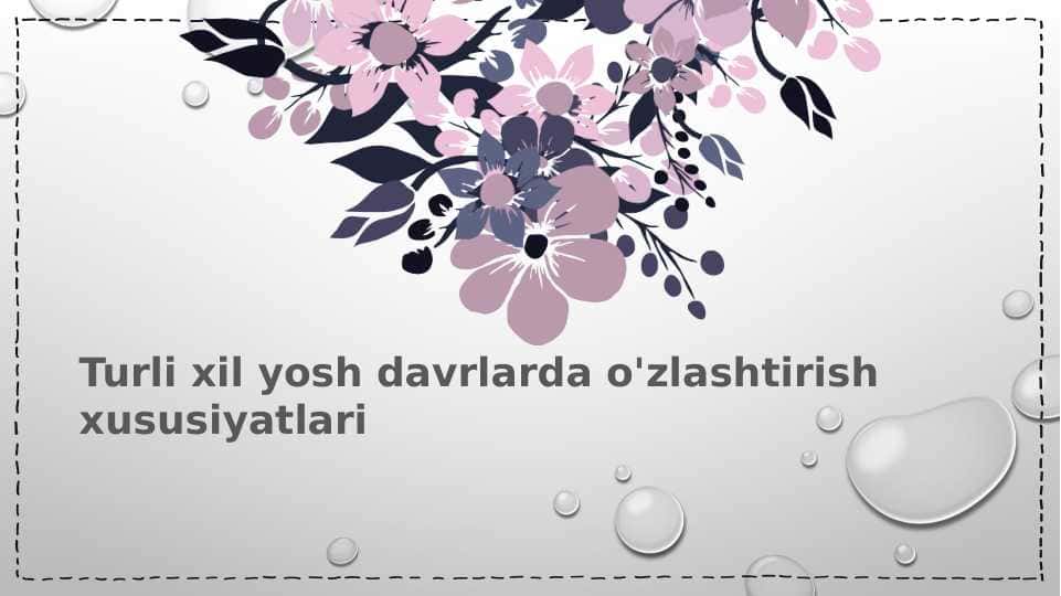 Turli xil yosh davrlar psixologiyasi