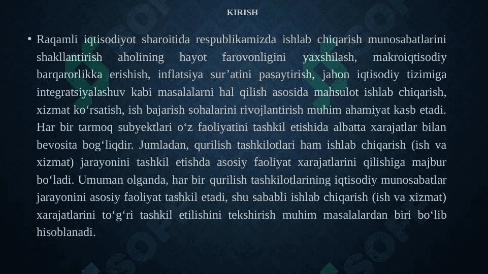 Qurilish tashkilotlarida moliyaviy natijalar auditining maqsadi vazifalari va ma'lumot manbaalari 2