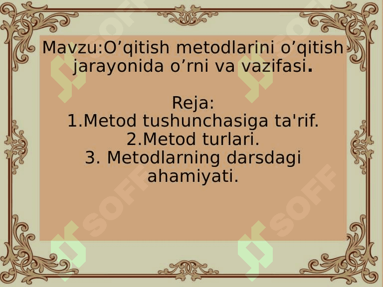 O’qitish metodlarini o’qitish jarayonida o’rni va vazifasi 2
