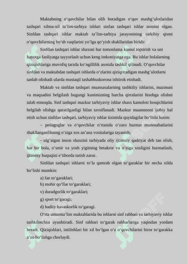 Darsdan tashqari ishlarni tashkil qilish metodikasi 2