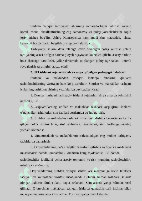 Darsdan tashqari ishlarni tashkil qilish metodikasi 6