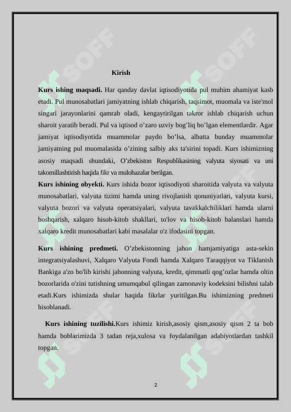 O‘zbekiston Respublikasi valyuta siyosati  tahlili. 2