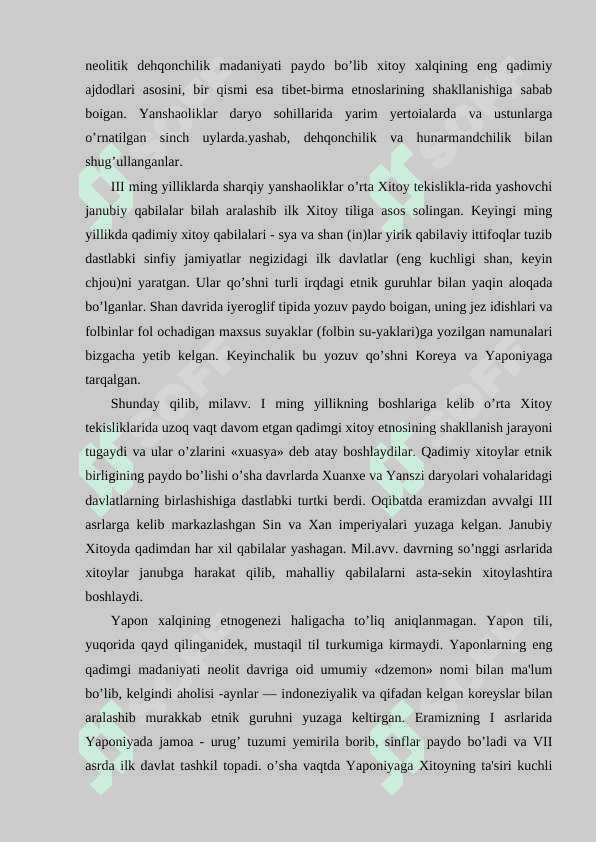Sharqiy Osiyo xalqlarining tarixiy kelib chiqishi va rivojlanishi 3
