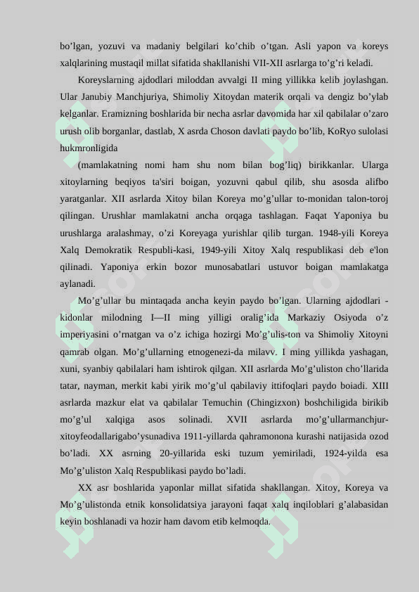 Sharqiy Osiyo xalqlarining tarixiy kelib chiqishi va rivojlanishi 4