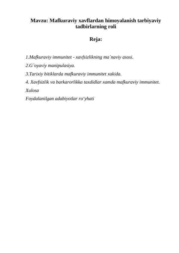 Mafkuraviy xavflardan himoyalanish tarbiyaviy tadbirlarning roli 1