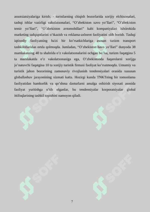 O’zbekistonda xalqaro turizmning rivojlanishi va istiqbollari  KUR ISHI 7