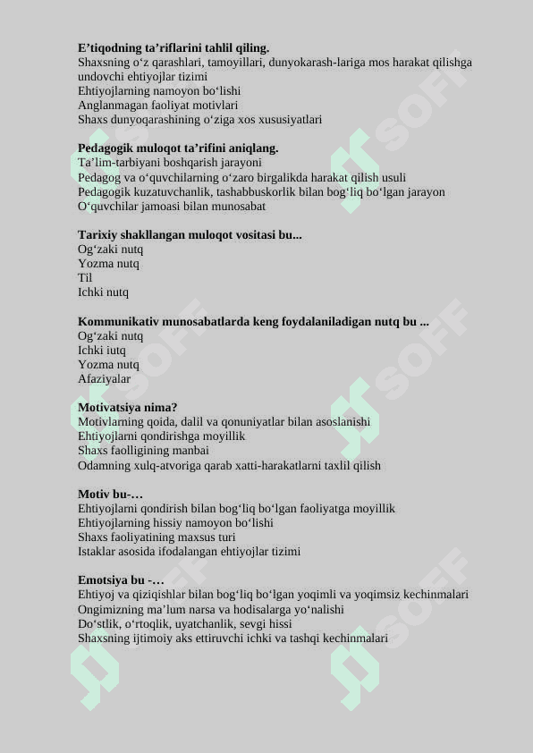Umumiy psixologiya test 2025-yil 8