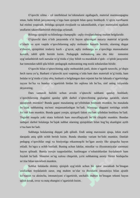 O'qituvchining darsni loyihalashdagi faoliyati 2