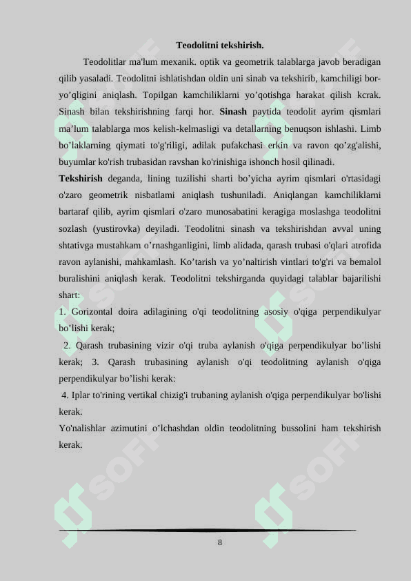 ELEKTRON TEODALITLAR VA ULARNI QO’LLANILISHI 8