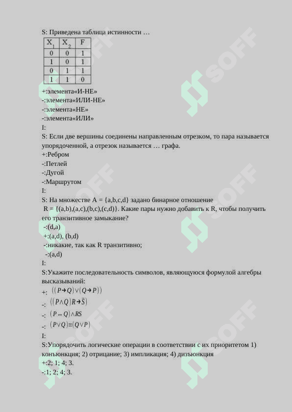 Дискретная структура тест 2
