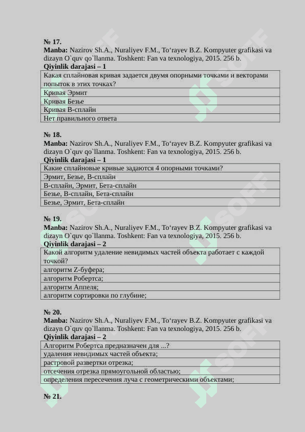 Тесты по компьютерной графики тест 5