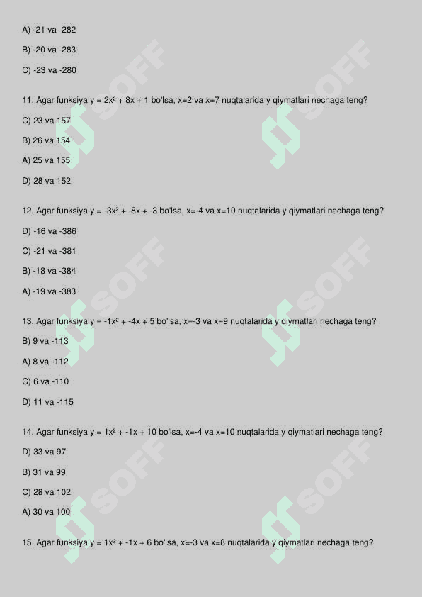 Matematika test 3