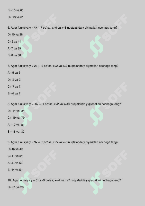 Matematika test 2