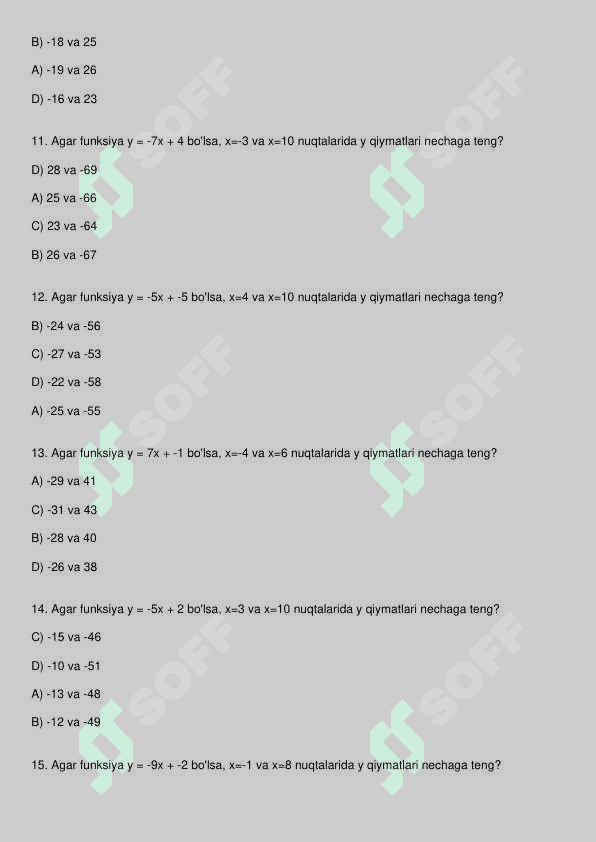 Matematika test 3