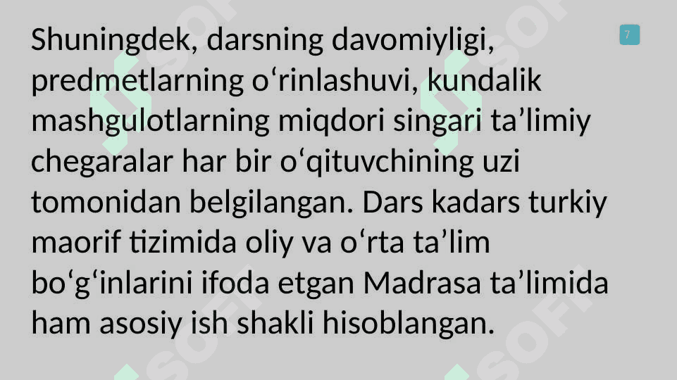 Dars taʼlimini tashkil etishning asosiy shakli 7