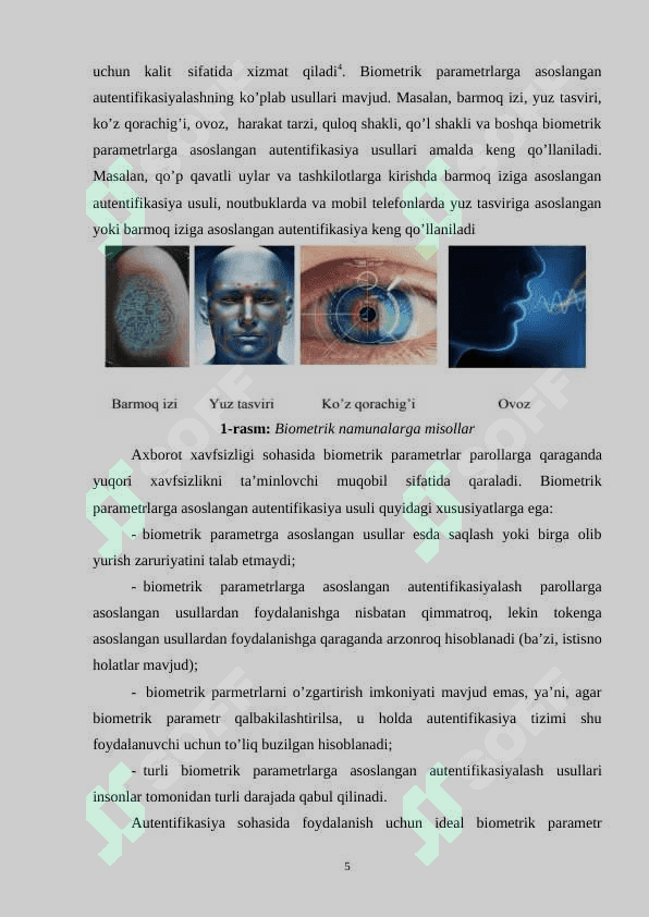 Barmoq iziga asoslangan autentifikatsiya usuli va uning xususiyatlari..docx 5
