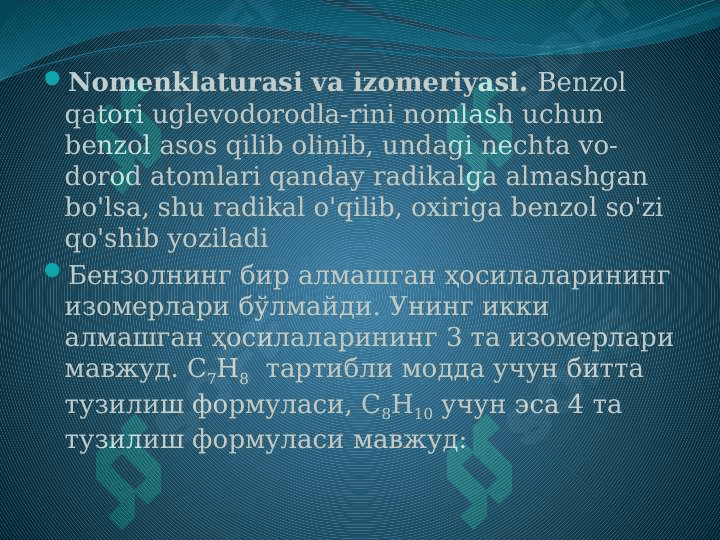 Aramatik uglevodlar . 8