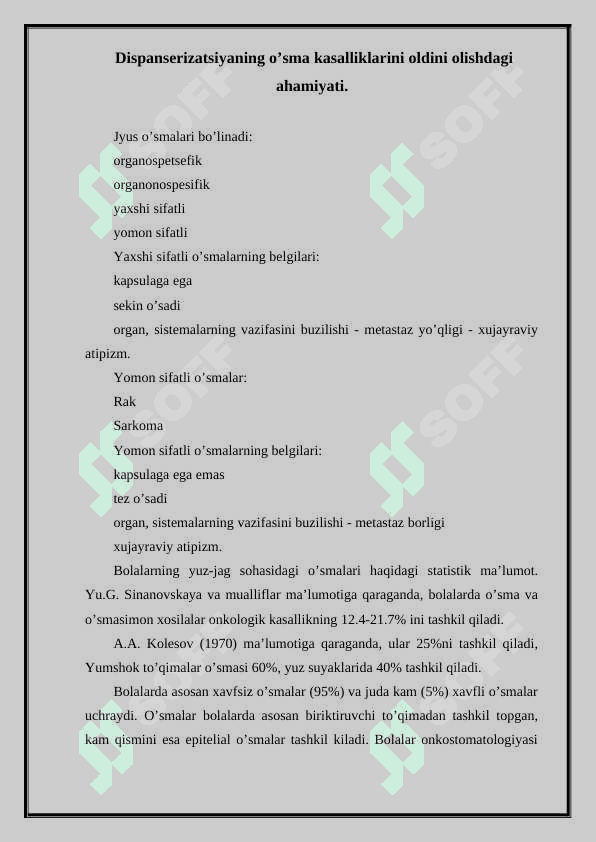 Yuz-jag` sohasidagi yaxshi sifatli o`smalar va o`smasimon xosilalar.2 2