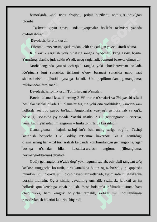 Yuz-jag` sohasidagi yaxshi sifatli o`smalar va o`smasimon xosilalar.2 4