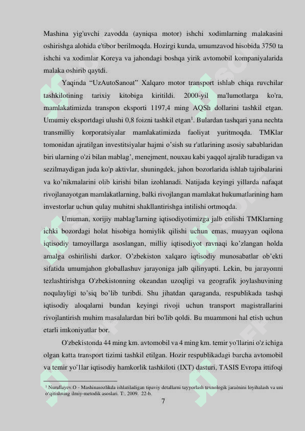 Mustaqillik yillarida avtomobilsozlik 7