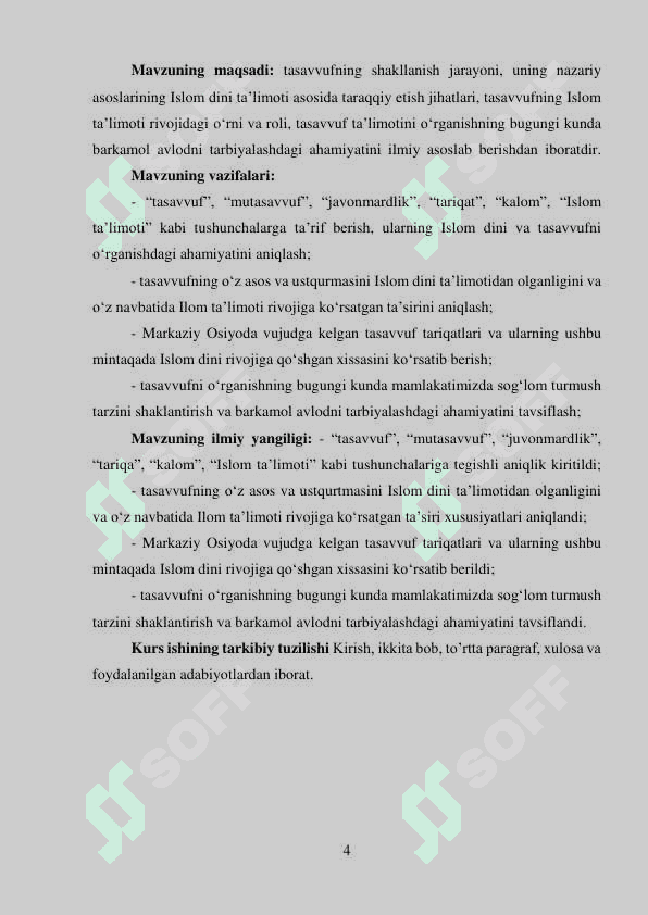 Tasavvuf ta‘limotning shakllanish jarayoni va uning islom ta’limoti  rivojidagi o‘rni 4