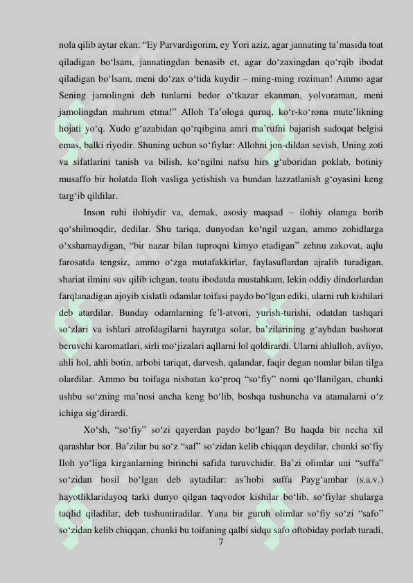 Tasavvuf ta‘limotning shakllanish jarayoni va uning islom ta’limoti  rivojidagi o‘rni 7