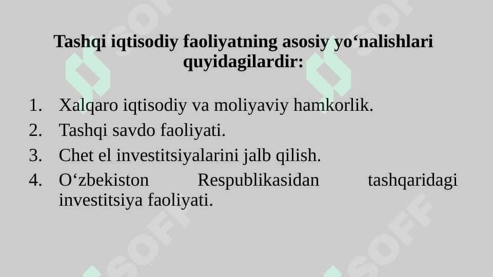 O`zbеkistоn Rеspublikasida  tashqi iqtisоdiy faоliyatni хоrijiy invеstitsiyalar yordamida rivоjlantirish masalalari 6