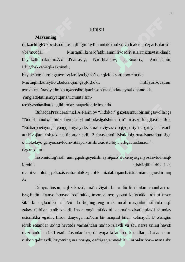 Boshlan“g’ich sinf o’quvchilarida aqliy tarbiyani shakllantirish yo’llari (o’qish darslari misolida)” 3
