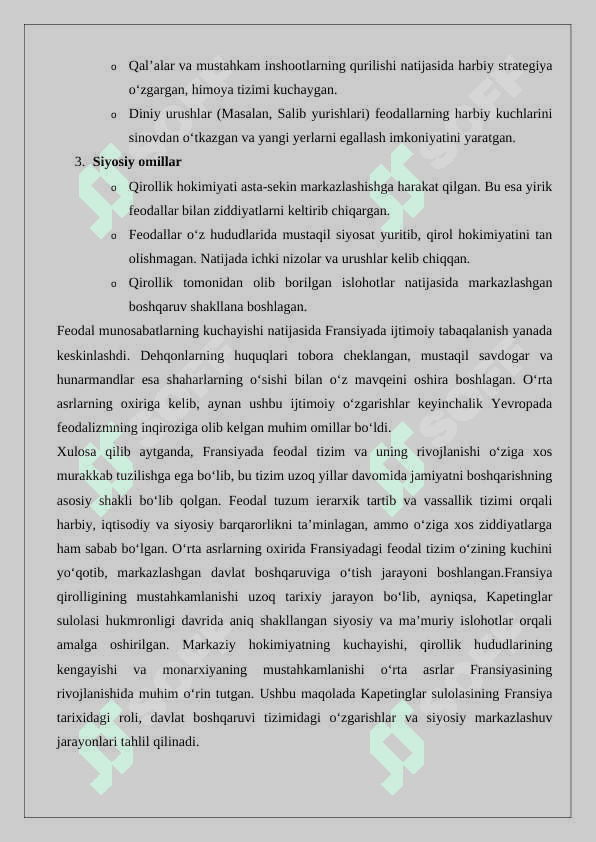 Rivojlangan o‘rta asrlarda Fransiya 6
