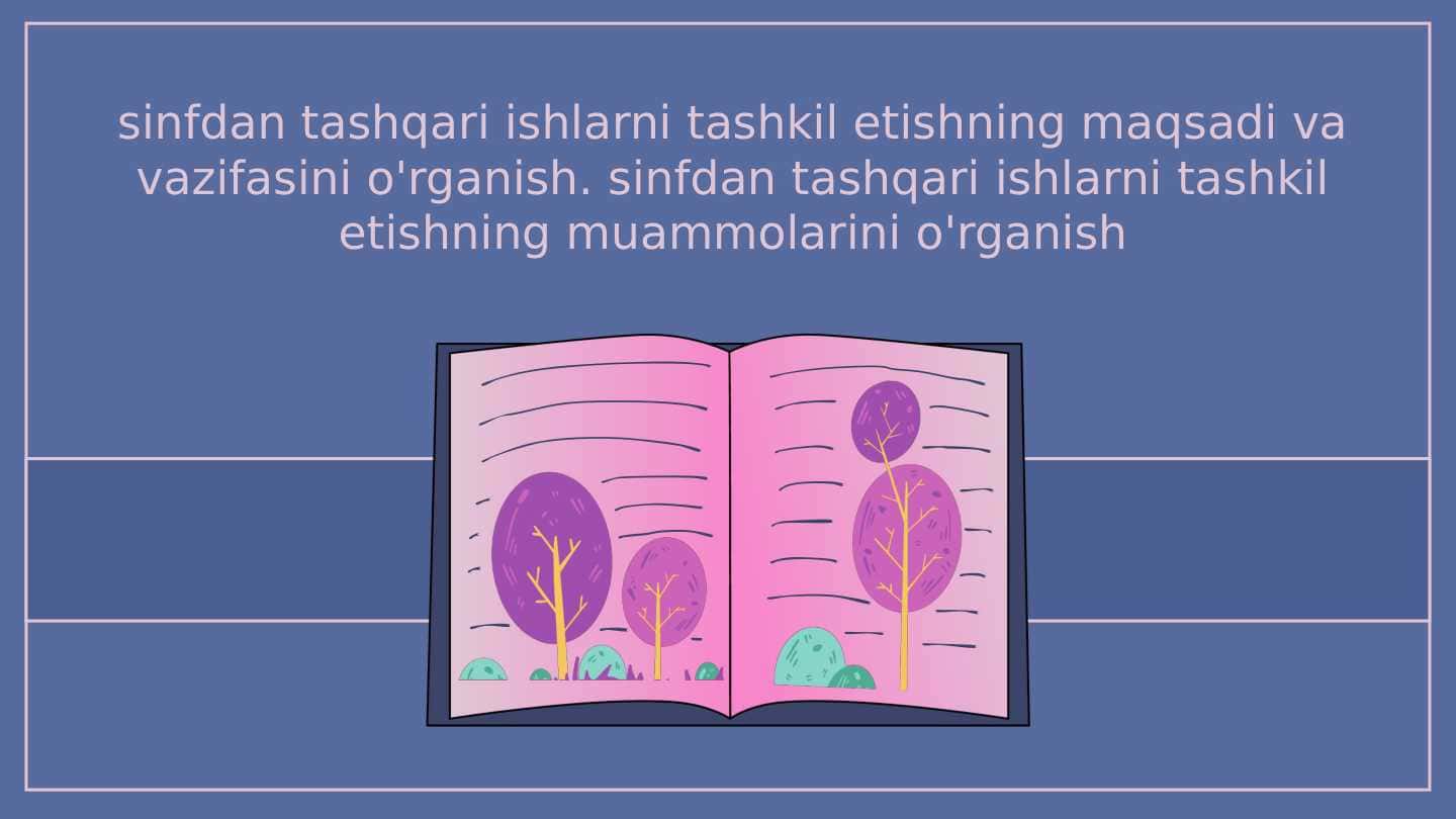 sinfdan tashqari ishlarni tashkil etishning maqsadi va vazifasini o'rganish. sinfdan tashqari ishlarni tashkil etishning muammolarini o'rganish
