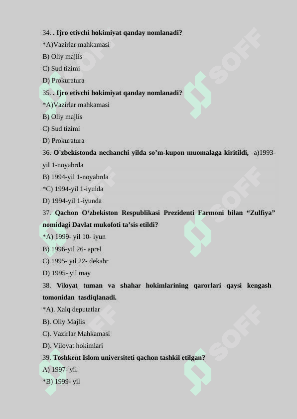 Test O’zbekistonning eng yangi tarixi 8