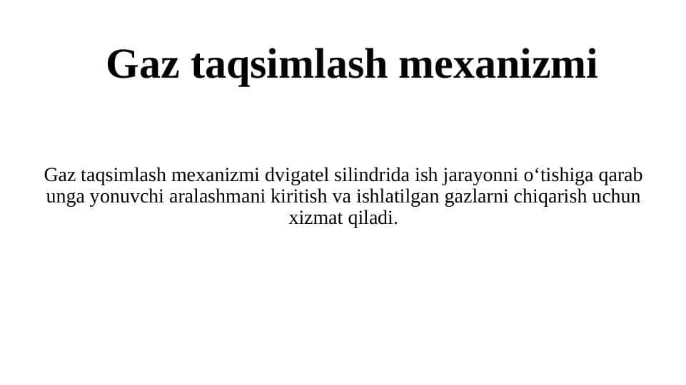 Gaz taqsimlash mexanizmi 1