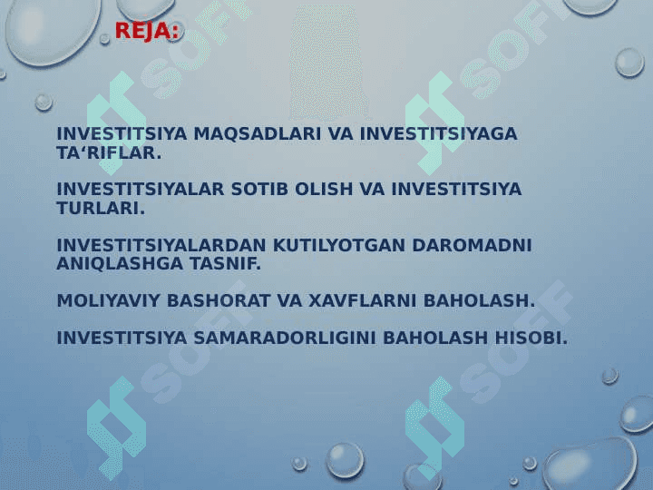 Investitsiyalarni sotib olishdan va foydalanishda moliyaviy natijalarni oldindan hamda keyin aniqlash hisobi 2
