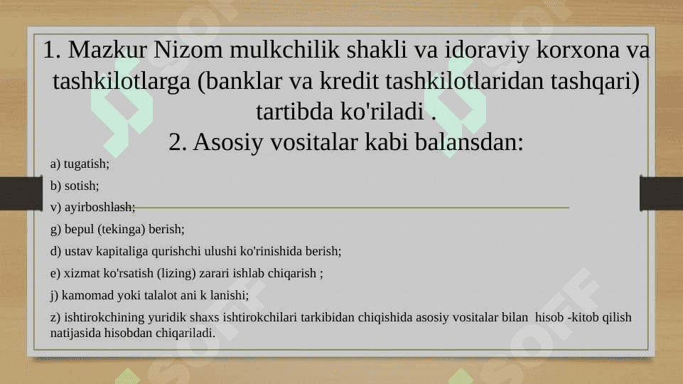ASOSIY VOSITALARNING BALANSDAN CHIQIB KETISHI 6