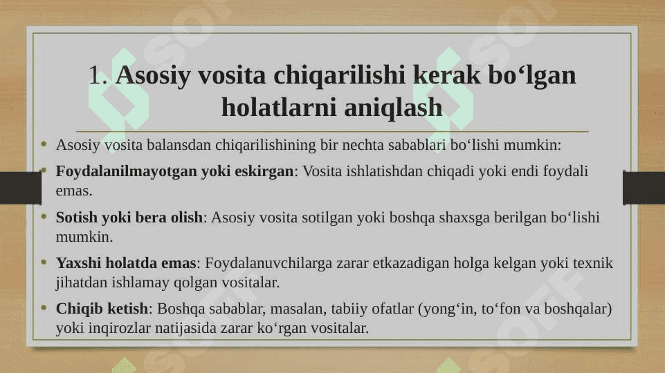 ASOSIY VOSITALARNING BALANSDAN CHIQIB KETISHI 7