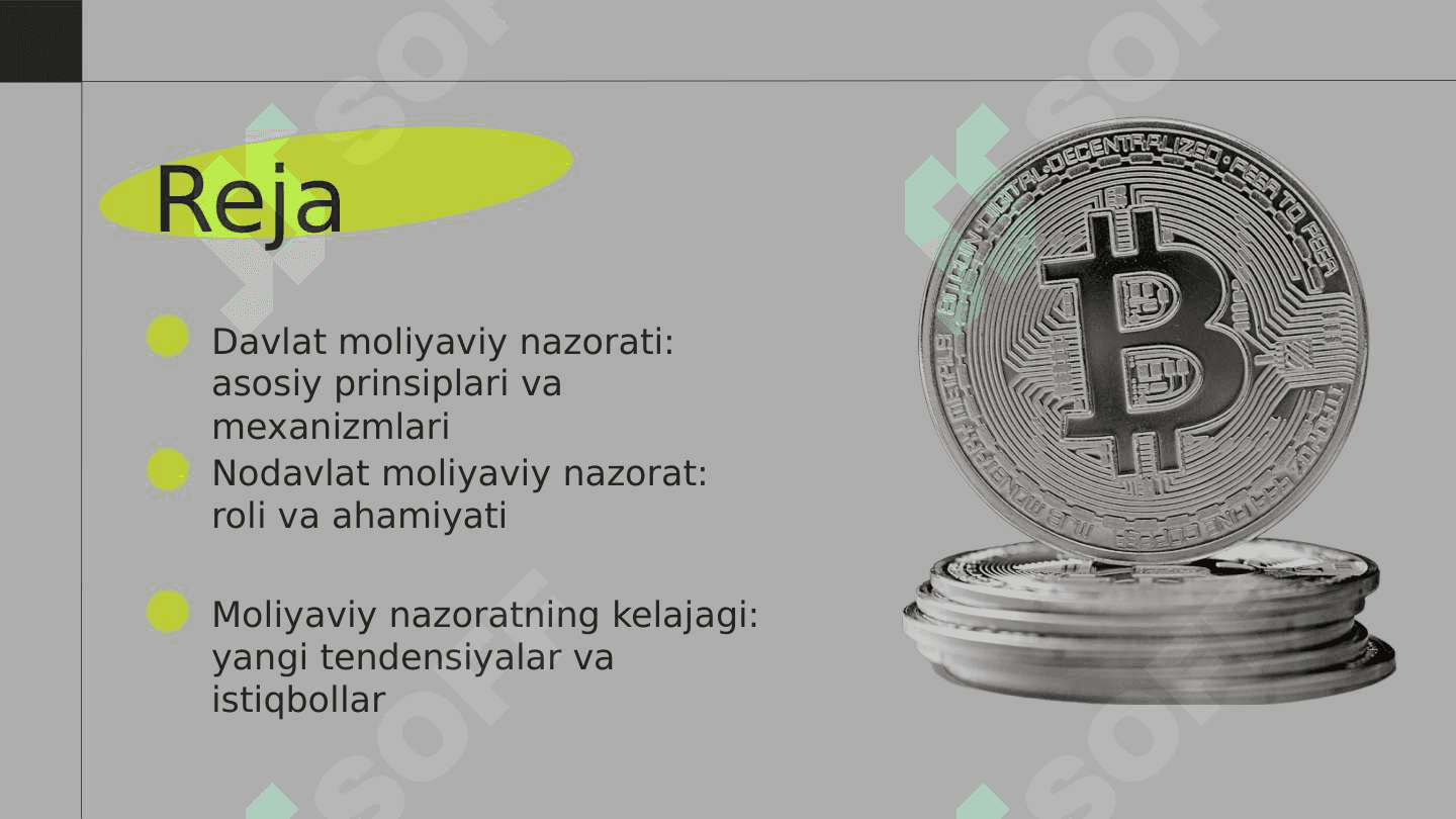 Moliyaviy nazorat sohalari:davlat moliyaviy nazorati, nodavlat moliyaviy nazorat 2