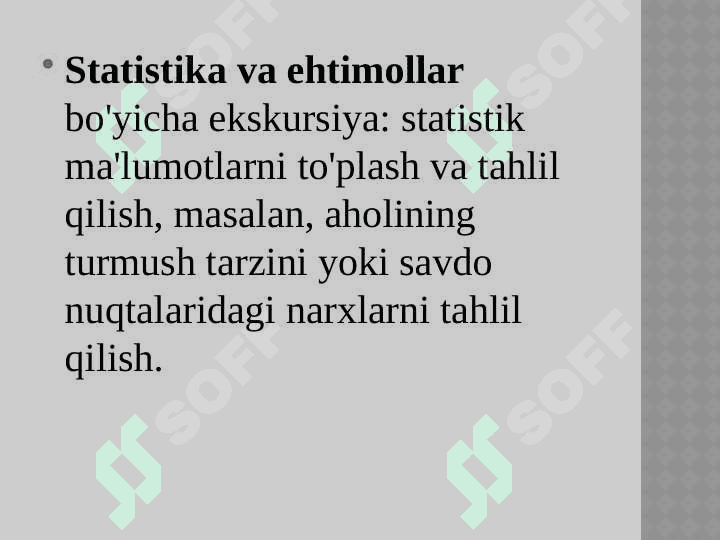Matematik ekskursiyalar tayyorlash va o’tkazish 6