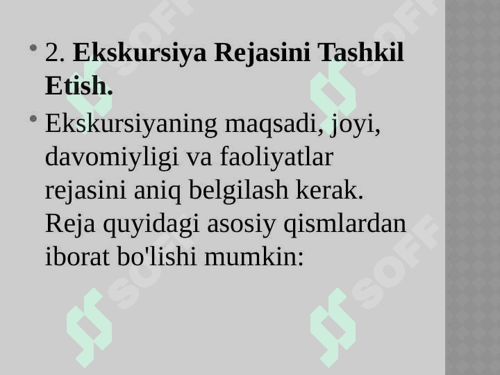 Matematik ekskursiyalar tayyorlash va o’tkazish 8