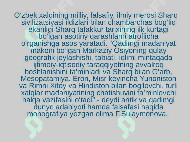 FALSAFIY TAFAKKUR BOSIQCHLARI: G’ARB FALSAFASI 3