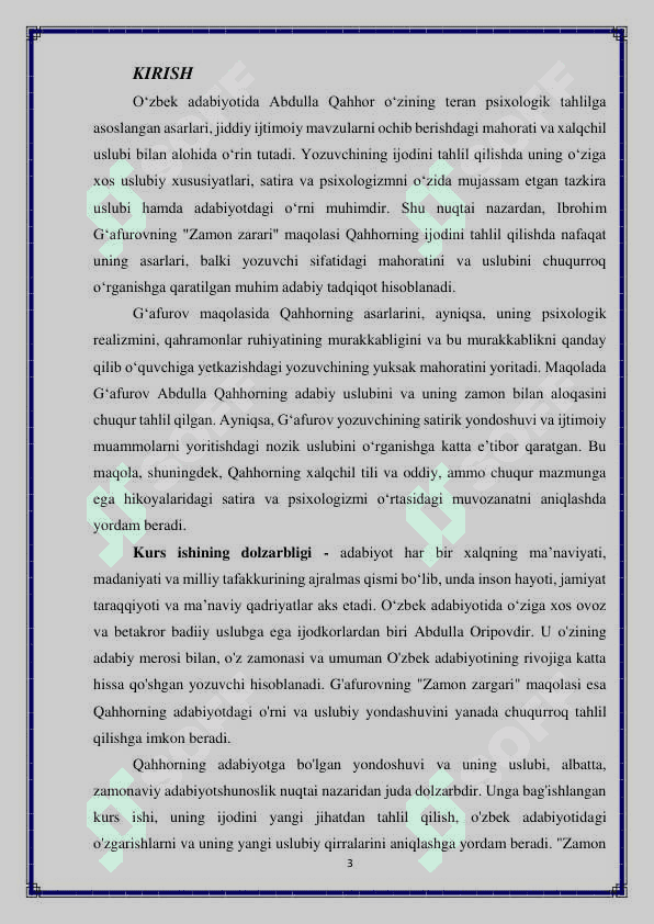 Ibrohim G'afurov Zamon zargari maqolasida Abdulla Qahhor mahorati, uslubining yoritilishi 3