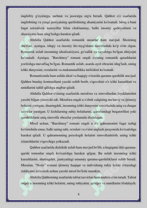 Ibrohim G'afurov Zamon zargari maqolasida Abdulla Qahhor mahorati, uslubining yoritilishi 8