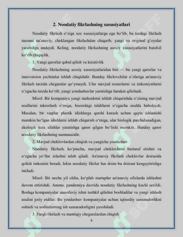 Noodatiy fikrlash asoslari (qutichadan tashqarida fikrlash) 6