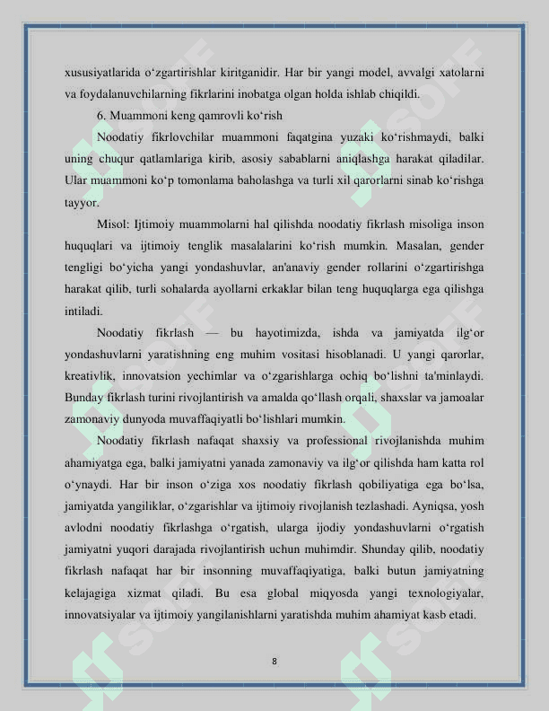 Noodatiy fikrlash asoslari (qutichadan tashqarida fikrlash) 8