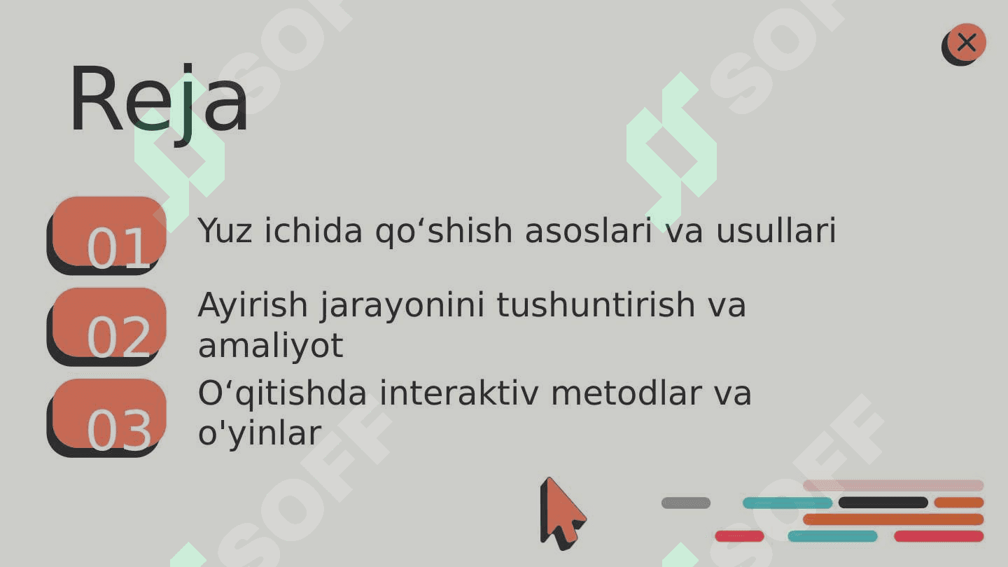 Yuz ichida qoʻshish va ayirishni oʻrgatish metodikasi 2