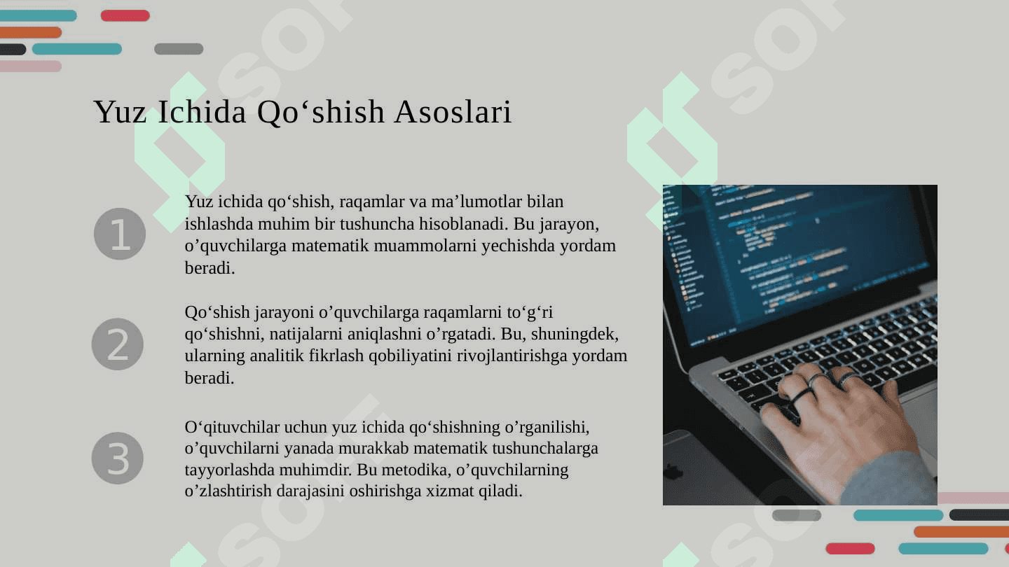 Yuz ichida qoʻshish va ayirishni oʻrgatish metodikasi 3